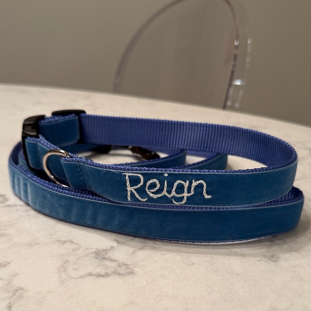 Mimi Green Personalized Velvet Dog Collar and Leash Set *NEW